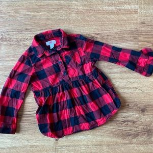 CAT AND JACK Buffalo Plaid Fleece Peplum Shirt.